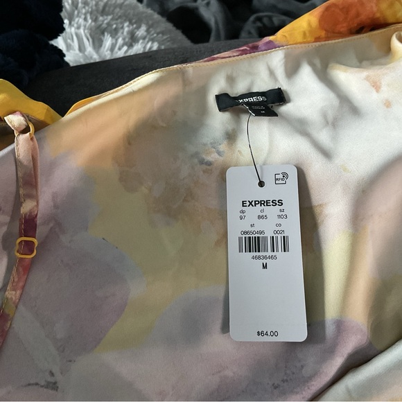 Express Yellow and Purple Blouse Vibrant Top - Picture 4 of 4